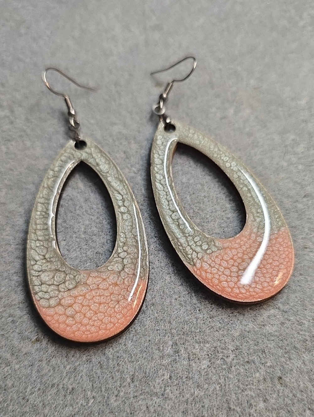 Handcrafted Gray & Pink Earrings